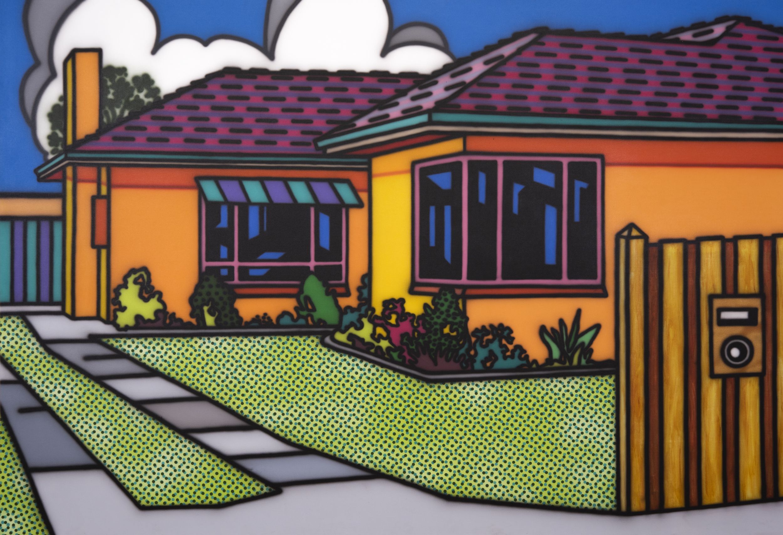 Australian Home, 1993
acrylic on canvas
Purchased by the Hamilton Gallery Trust Fund with assistance from VRGAFTF to celebrate the 30th anniversary of the Trust Fund