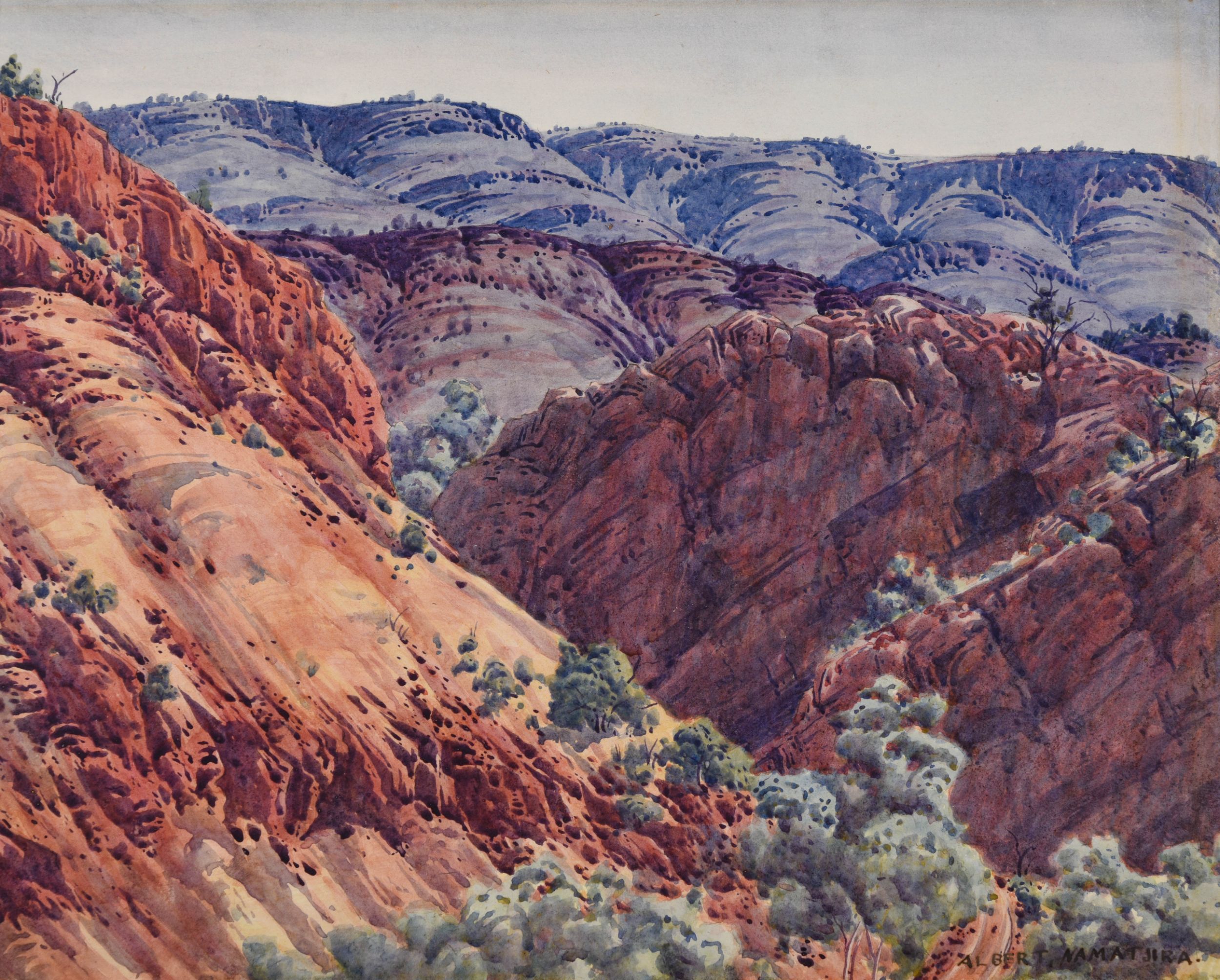 Areyonga James Range, c.1945-50
watercolour
Gift of Anne Galway in memory of her mother